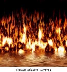 fire with reflection