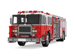 Fire Rescue Truck Isolated. 3D Rendering