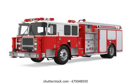 Fire Rescue Truck Isolated. 3D rendering