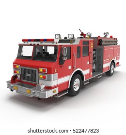 Fire Rescue Truck Isolated On White Stock Illustration 522477823 ...