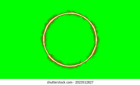 Fire Ring On Green Screen. Burning Fire Ring On Green Screen.