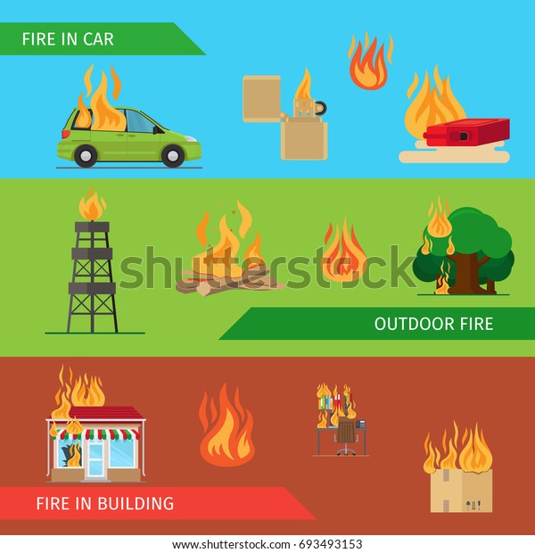 Fire risk horizontal headers or colorful\
banners.\
illustration
