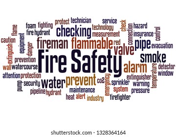 Fire Safety word cloud concept on white background.