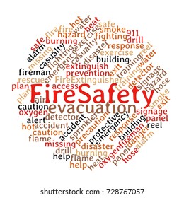 Fire Safety Word Cloud Concept in circle shapes