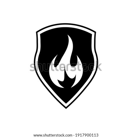 Fire Shield Logo Design isolated on white background	