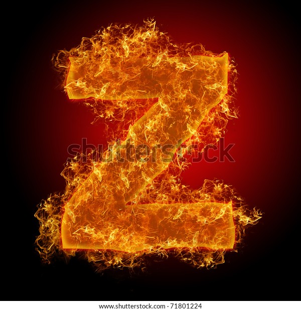 Fire Small Letter Z On Black Stock Illustration 71801224