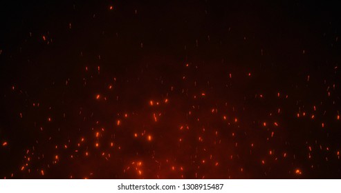 Fire Spark Partiicles Abstract Background. Red Spark Particles Background.