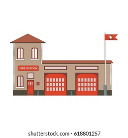 Fire Station Building Icon Flat Graphic Stock Illustration 618801257 ...