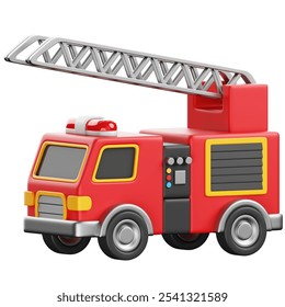 Fire Truck 3D Illustration Isolated White Background