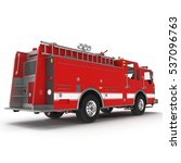 Fire truck or engine Isolated on White. 3D illustration
