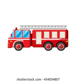 Fire truck icon in cartoon style on a white background