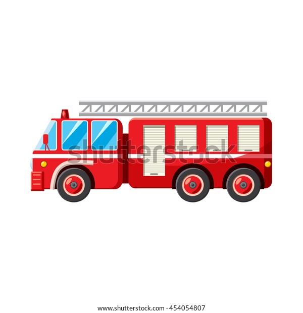 Fire\
truck icon in cartoon style on a white\
background