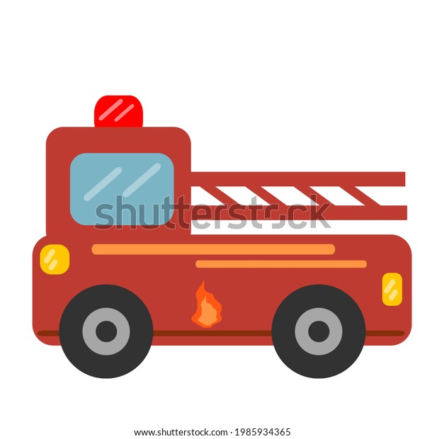Fire truck icon flat illustration isolated on white\
background 