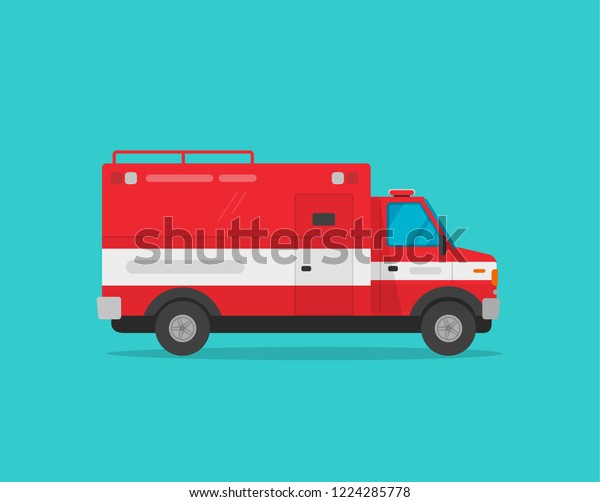Fire truck\
illustration, flat cartoon firetruck emergency vehicle isolated on\
blue color background\
image