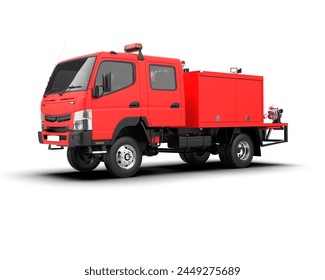 Fire truck isolated on background. 3d rendering - illustration