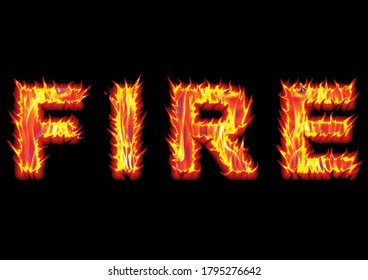 Fire Typography Design Black Background Stock Illustration 1795276642 ...