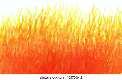 Fire In Watercolor