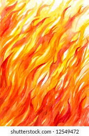 Fire Watercolor Painted