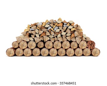 Fire Wood Isolated On White Rendered