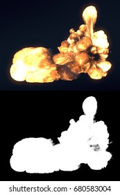 Fireball Isolated On Dark Background With Alpha Channel. 3d Rendering