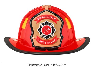 Firefighter Helmet Closeup, 3D Rendering Isolated On White Background