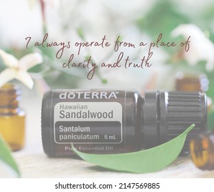 Firefly NSW Australia- 18 April 2022: Daily Affirmation Quote Graphic Featuring Doterra Essential Oils