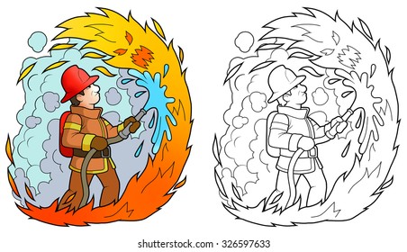 374 Coloring book fireman Images, Stock Photos & Vectors | Shutterstock