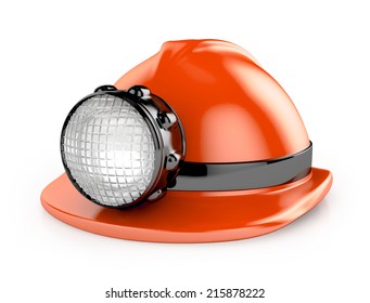 Fireman / Construction Helmet With Headlamp