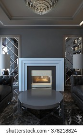 Fireplace In Cigar Room 3d Rendering