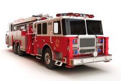 Firetruck On A White Background, Part Of A First Responder Series,lighted Night Version Also Available