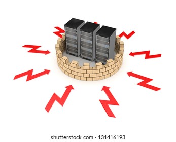 Firewall concept.Isolated on white background.3d rendered.