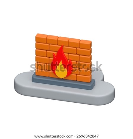 Firewall with flame symbolizing network security and protection, 3d illustration