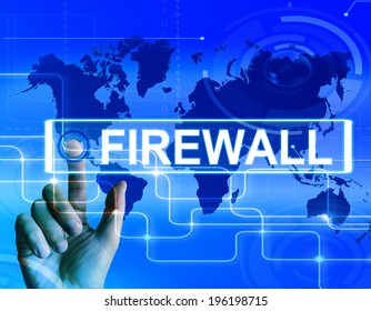 Firewall Map Displaying Internet Safety Security and Protection