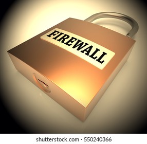 Firewall Padlock Means Safe Protected 3d Rendering