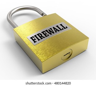 Firewall Padlock Representing Guard And Protect 3d Rendering