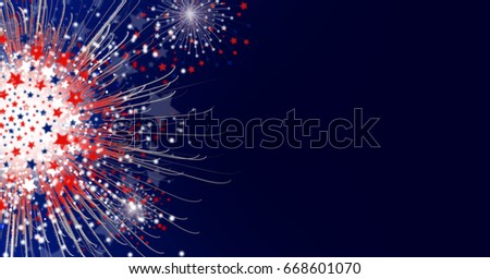 Firework background design of america flag with copy space for USA 4 july independence day