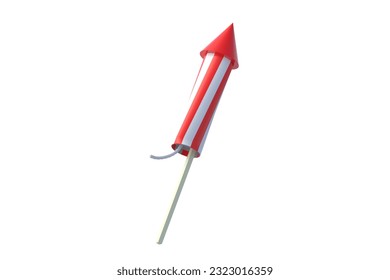 Firework rocket isolated on white background. 3d render