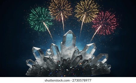 Firework Spectacleantly Overclustered with Large Crystal for Visual Effects