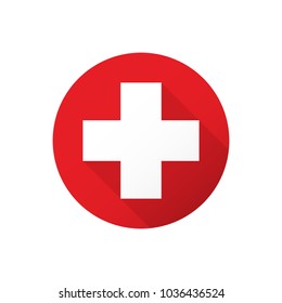 Firs Aid Medical White Cross In Red Circle