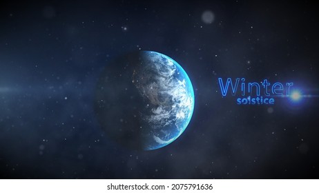 Firs Day Of Winter , Planet Earth Seen From Space On Winter Solstice , December Solstice 3d Rendering Illustration