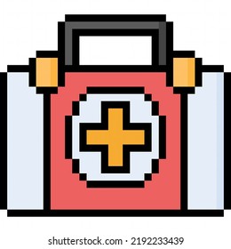 First Aid Kit Box 8bit Pixel Art Icons 