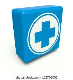 First Aid Medical Cross Sign. 3d Render Illustration.