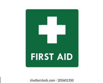 First Aid Sign On Green Texture