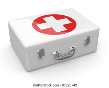  First aids. Medical Kit on white isolated background. 3d