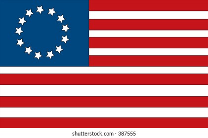 First American Flag Made By Betsy Ross. Has The 13 Colonies.