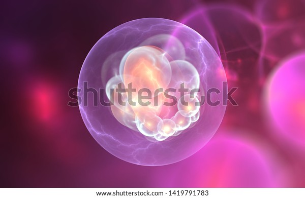 First cell, origin\
of life, 3D\
illustration