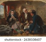 First Class--The Meeting. "And at first meeting loved." [1854, Royal Academy of Arts, London, exhibition catalogue]. People in vintage oil painting. Beautiful vintage artwork, oil painting.