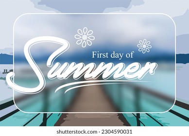 First day of Summer, Summer Sale special offer banner. Summertime season background with hand lettering and Summer orange leaves and flower for business - Powered by Shutterstock