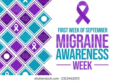 First Full week of September is observed as migraine awareness week, background design with ribbon and brain wireframe - Powered by Shutterstock