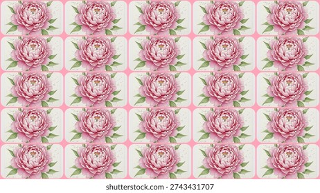 The first image presents a structured grid of romantic heart shapes floating against a serene periwinkle blue background. Within each soft pink heart border, a single deep blue morning glory flower blooms brilliantly. The watercolor style captures the delicate transitions of the cobalt petals, which radiate from bright white centers. Slender green stems and heart-shaped leaves accompany each blossom, set against a faint mint green backdrop with artistic speckles. This repetitive pattern creates a rhythmic, whimsical aesthetic that balances botanical detail with a clean, graphic layout, evoking a sense of peaceful garden charm and orderly floral beauty.